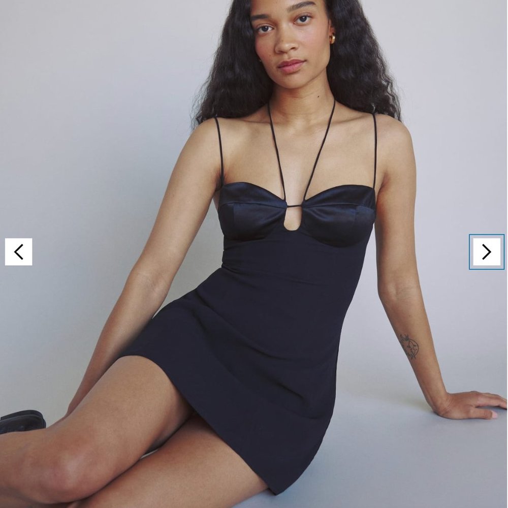 Reformation Ocean Dress Black Mini Strappy Dress